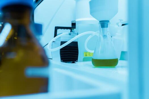 asiático científico trabajando en el laboratorio haciendo experimentar para producto, el investigadores analizado a encontrar el resultados de el experimento. foto