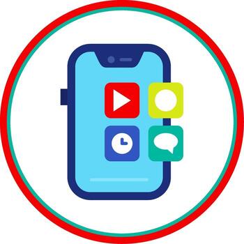 móvil solicitud plano circulo uni icono vector