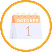 1st of October Flat Circle Uni Icon vector