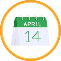 14th of April Flat Circle Uni Icon vector