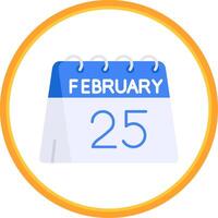 25th of February Flat Circle Uni Icon vector