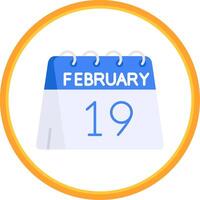 19th of February Flat Circle Uni Icon vector