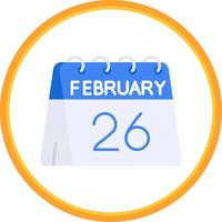 26th of February Flat Circle Uni Icon vector