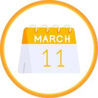 11th of March Flat Circle Uni Icon vector