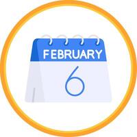 6th of February Flat Circle Uni Icon vector