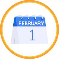 1st of February Flat Circle Uni Icon vector