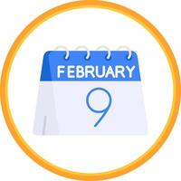 9th of February Flat Circle Uni Icon vector