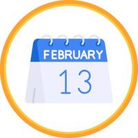 13th of February Flat Circle Uni Icon vector