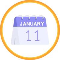 11 de enero plano circulo uni icono vector