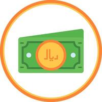 riyal plano circulo uni icono vector