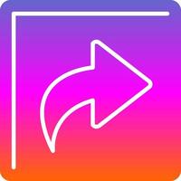Curved Right Glyph Gradient Icon vector