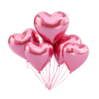 AI generated Bunch of pink heart shaped valentines or wedding balloons png