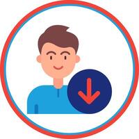 Down Flat Circle Uni Icon vector