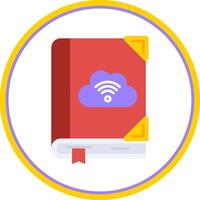 nube biblioteca plano circulo uni icono vector