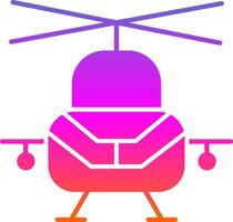 militar helicóptero glifo degradado icono vector