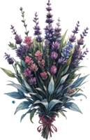 ai generado lavanda ramo de flores diseño clipart png