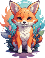 AI generated Colorful Cute Fox Logo Character png