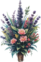 ai gegenereerd bloemen boeket met lavendel bloemen klem kunst png