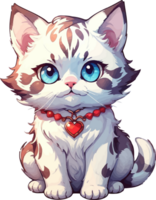 AI generated Blue Eyes Himalayan Cat wear Love Necklace Clipart png