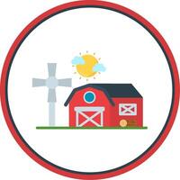 Barn Flat Circle Uni Icon vector