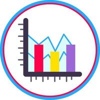 Bar chart Flat Circle Uni Icon vector