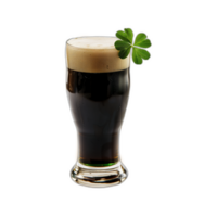 AI generated Glass of stout beer with clover png