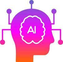 artificial inteligencia glifo degradado icono vector