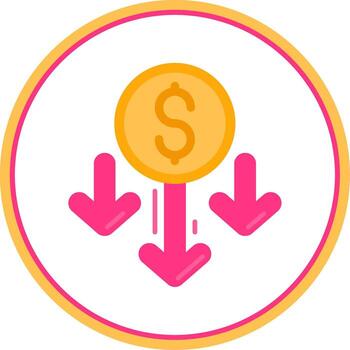 Decrease Flat Circle Uni Icon vector