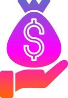 Money Bag Glyph Gradient Icon vector