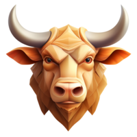 AI generated 3D Cartoon Bull Logo Illustration No Background png