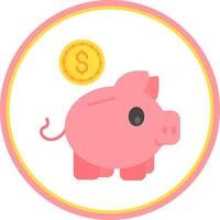 Piggy bank Flat Circle Uni Icon vector