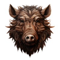 AI generated 3D Cartoon Wild Boar Logo Illustration No Background Perfect for Print on Demand png