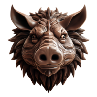 AI generated 3D Cartoon Wild Boar Logo Illustration No Background Perfect for Print on Demand png