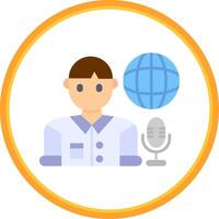 Broadcaster Flat Circle Uni Icon vector