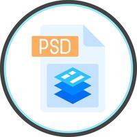 Psd file format Flat Circle Uni Icon vector