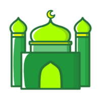 islamic mosque icon, green mosque with a crescent moon png