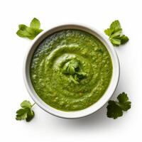 AI generated Palak soup closeup photo