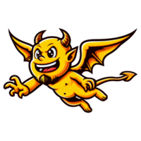 AI generated yellow devil cartoon character png