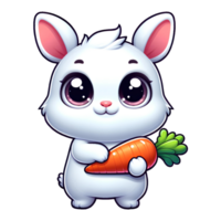 AI generated cute rabbit hold a carrot with transparent background png