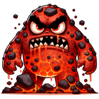 AI generated vulcano monster cartoon illustration png