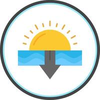 puesta de sol plano circulo uni icono vector