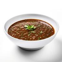 AI generated Turtle soup closeup isolated on white background photo