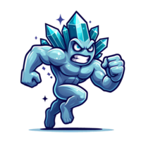 AI generated Angry Crystal Monster Running Front View, Cartoon style Transparent Background Background png