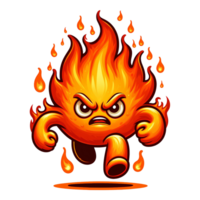 AI generated Angry Fire Monster Running Front View, Cartoon Style Transparent Background png