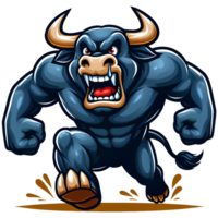 AI generated Angry Bull Monster Running Front View, Cartoon Style Transparent Background png