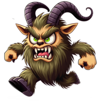 AI generated Angry Goat Monster Running Front View, Cartoon Style Transparent Background png