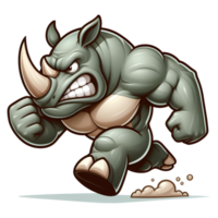 AI generated Angry Rhino Monster Running Front View, Cartoon Style Transparent Background png