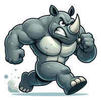 AI generated Angry Rhino Monster Running Front View, Cartoon Style Transparent Background png