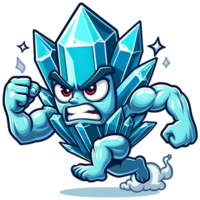 AI generated Angry Crystal Monster Running Front View, Cartoon style Transparent Background Background png