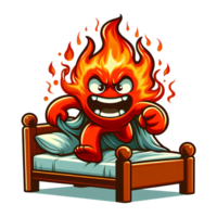 AI generated Angry Fire Monster Running Front View, Cartoon Style Transparent Background png